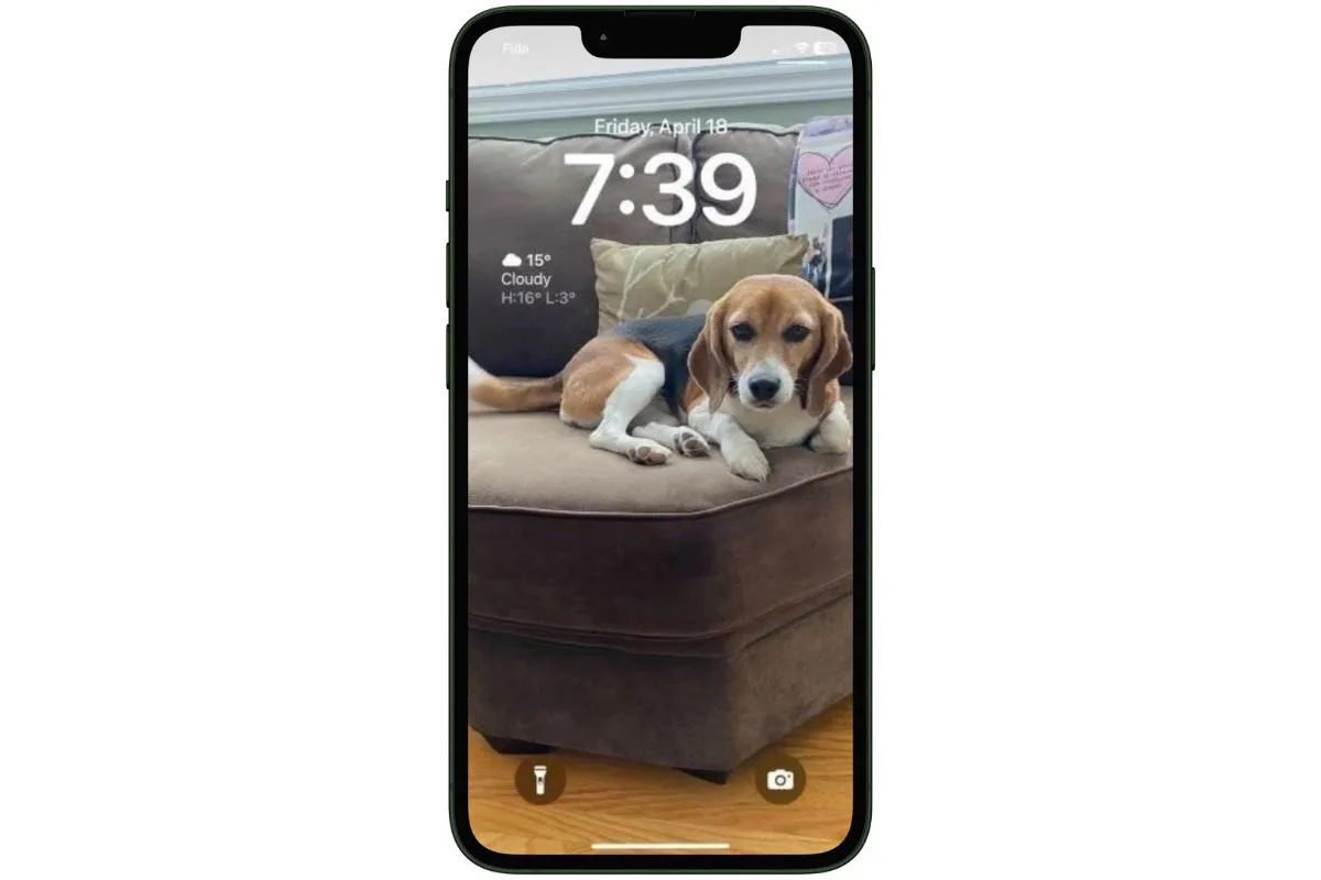 iPhone screen showing a weather widget on the lock screen