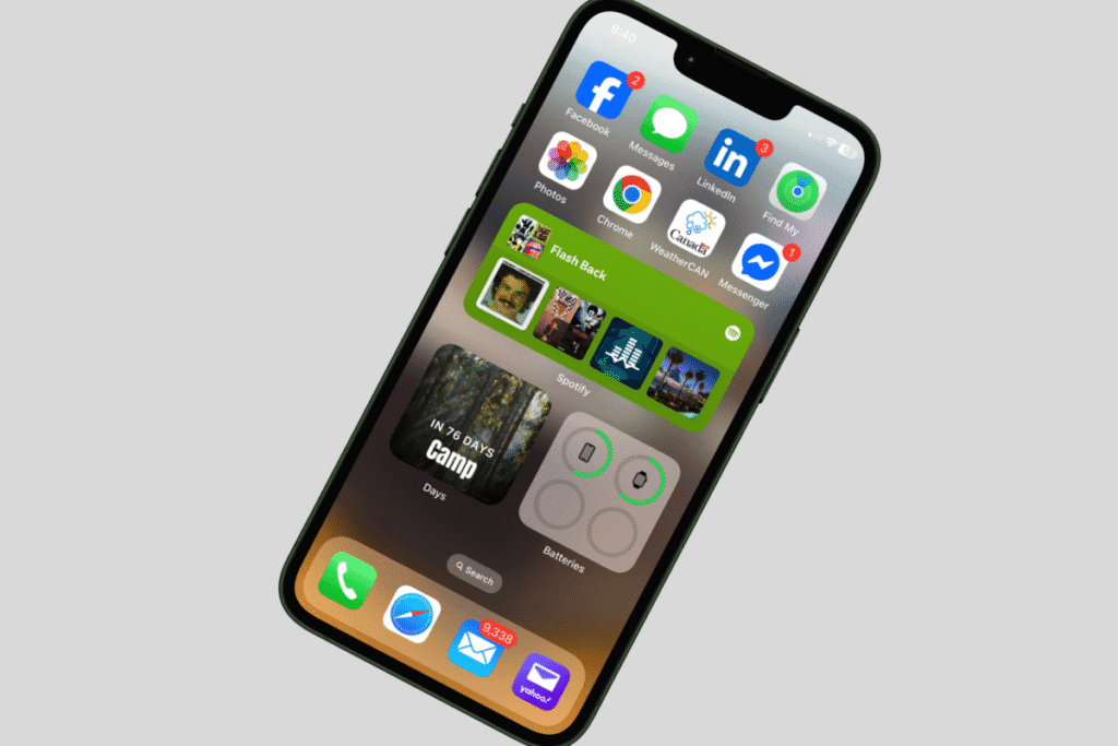 Screen showing Widgets on iPhone