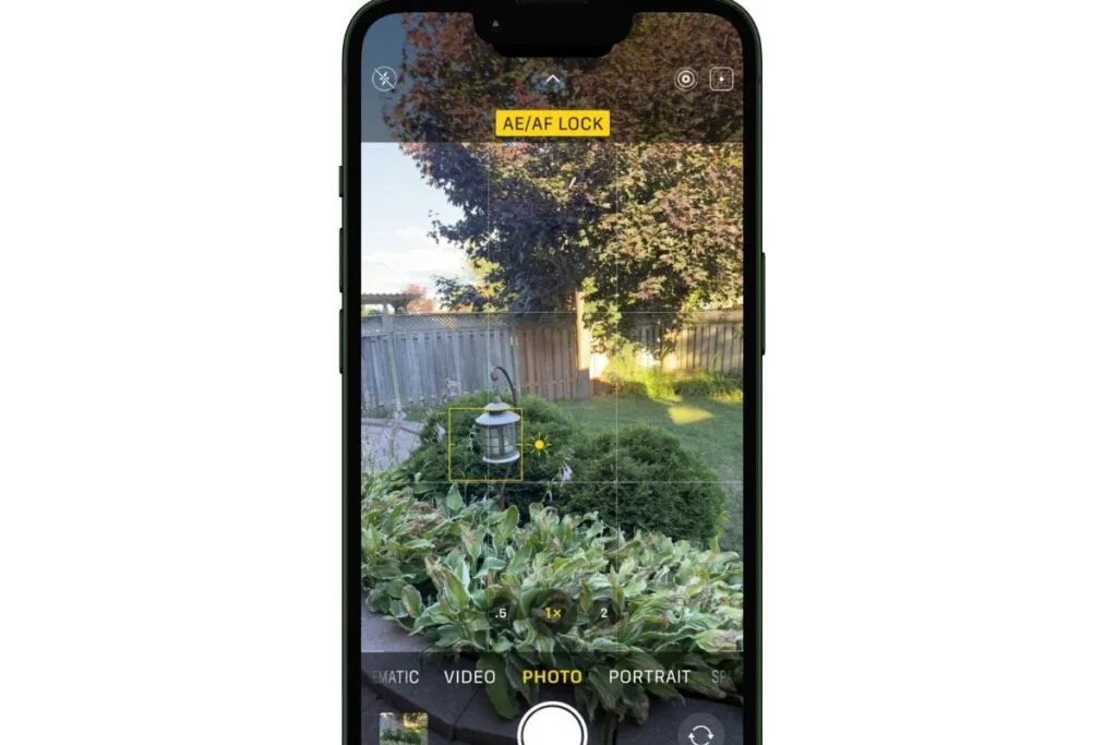 iPhone screen showing AE/AF Lock