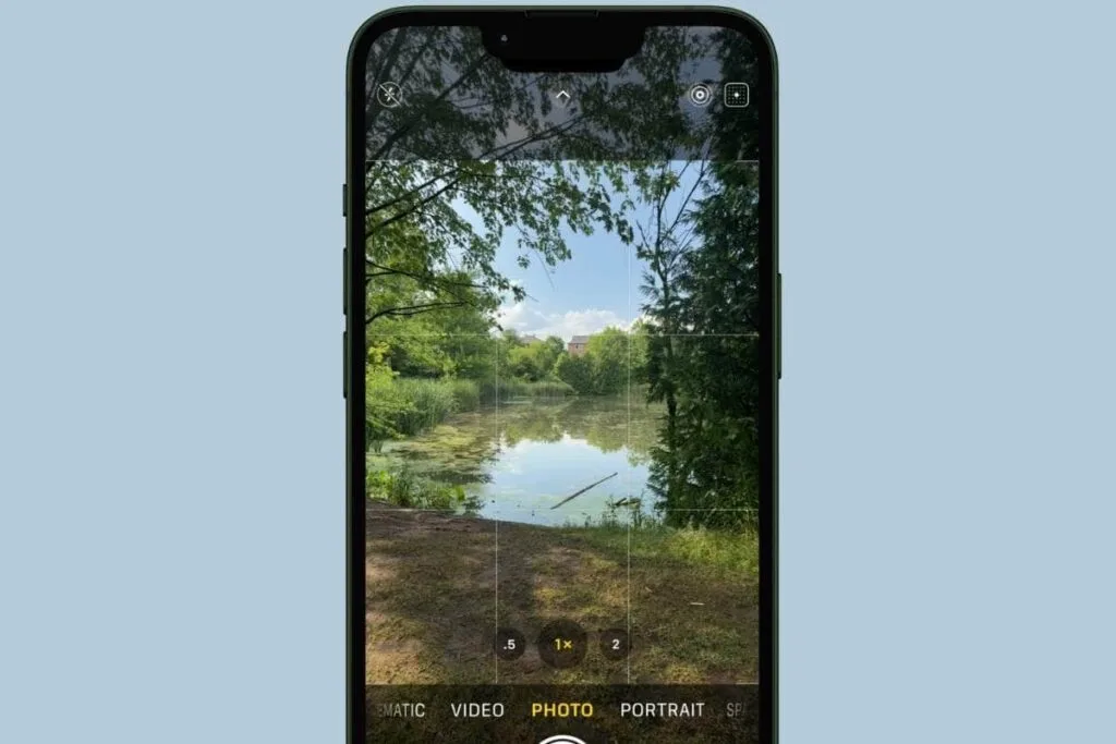An iphone screen showing the grid as an example of How to take a good photo on iPhone using the grid.
