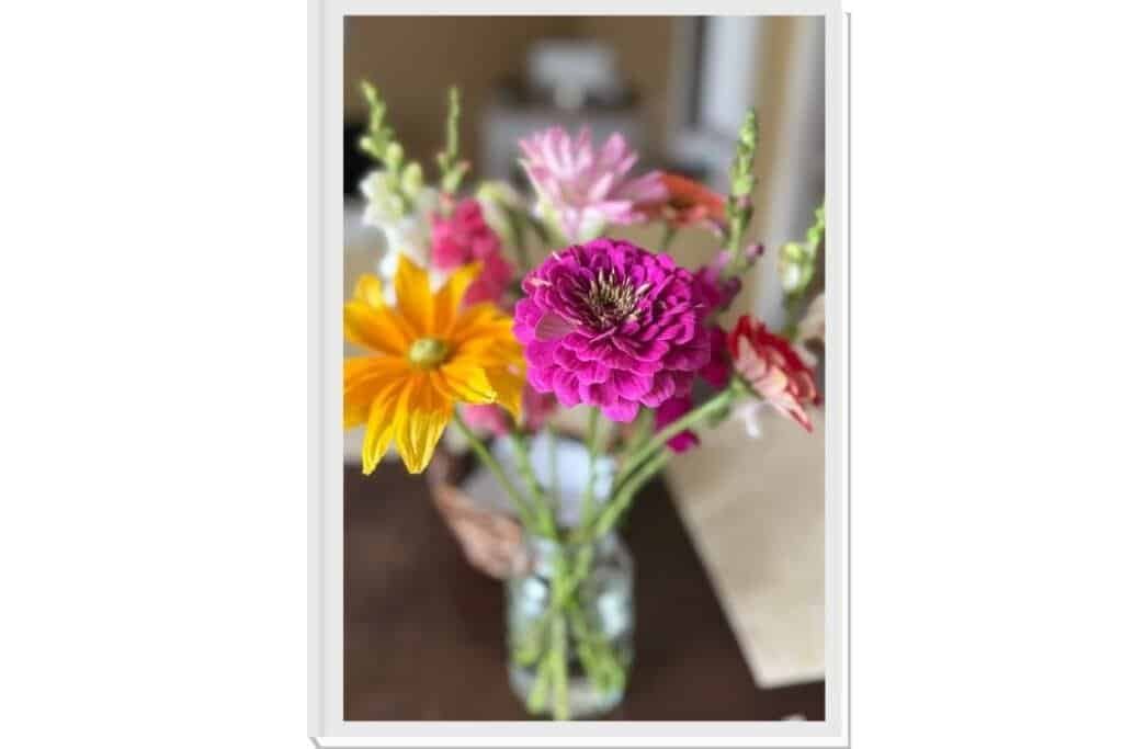 Natural Light Portrait Mode Example Photo of a bouquet of flowers taken in portrait mode using Natural Light mode.