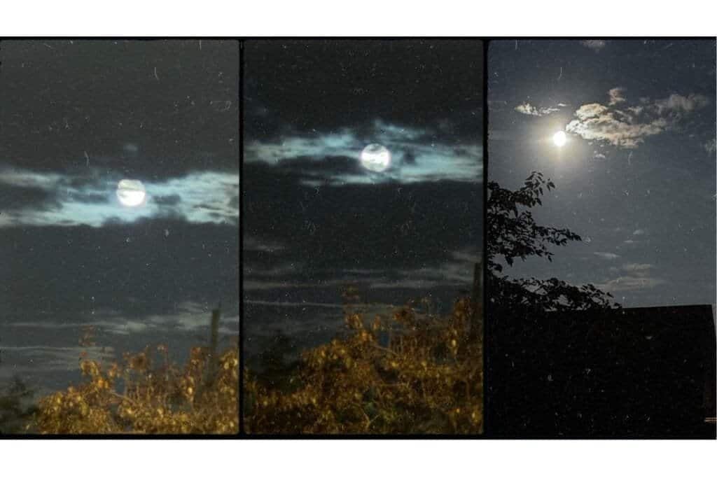 Three different pictures of the moon shown together as an example of how to take a good photo on iPhone.
