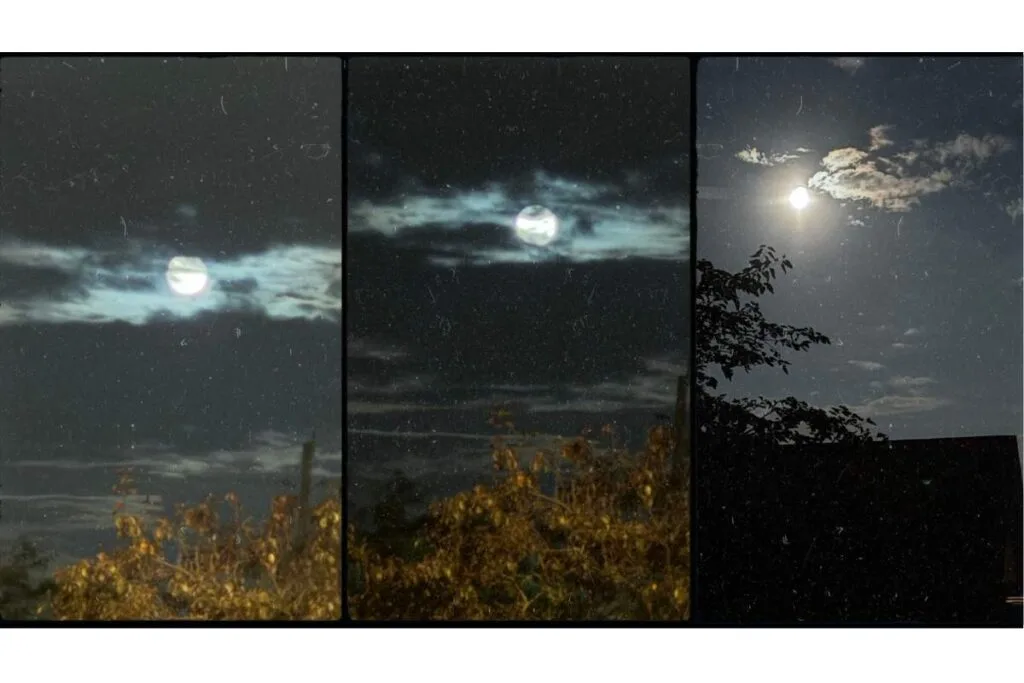 Three different pictures of the moon shown together as an example of how to take a good photo on iPhone.