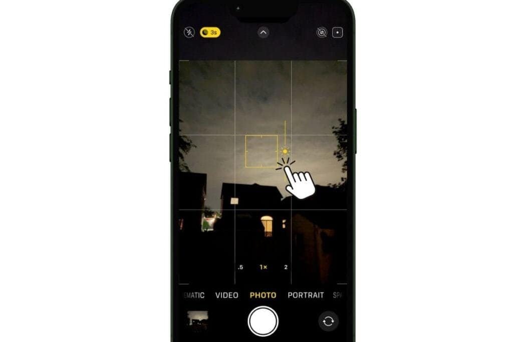 iPhone screen showing an example of how to take a good photo on iPhone using tap to focus and slide to brighten.