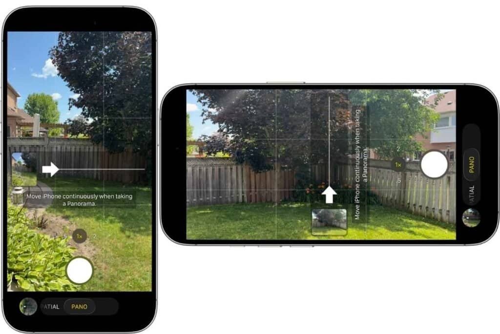 _Pano Vertical or Horizontal Two iPhone on showing Pano vertically and one showing Pano horizontally.