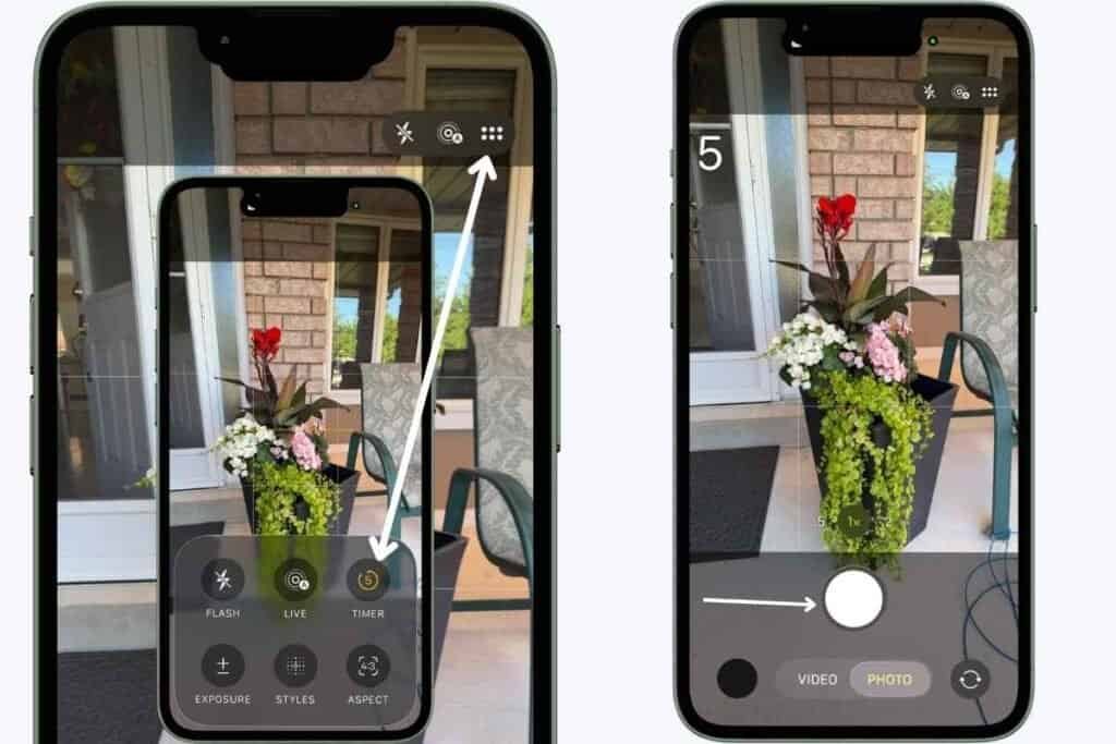 Timer in iOS26 iPhone screen with arrow pointing to the option where the timer is located