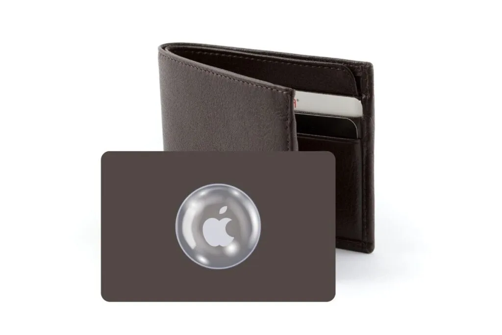 Use AirTags to track your wallet Wallet in front of a slim credit card like case designed to hold an AirTag to put in the wallet as an example of different ways to use an AirTag.