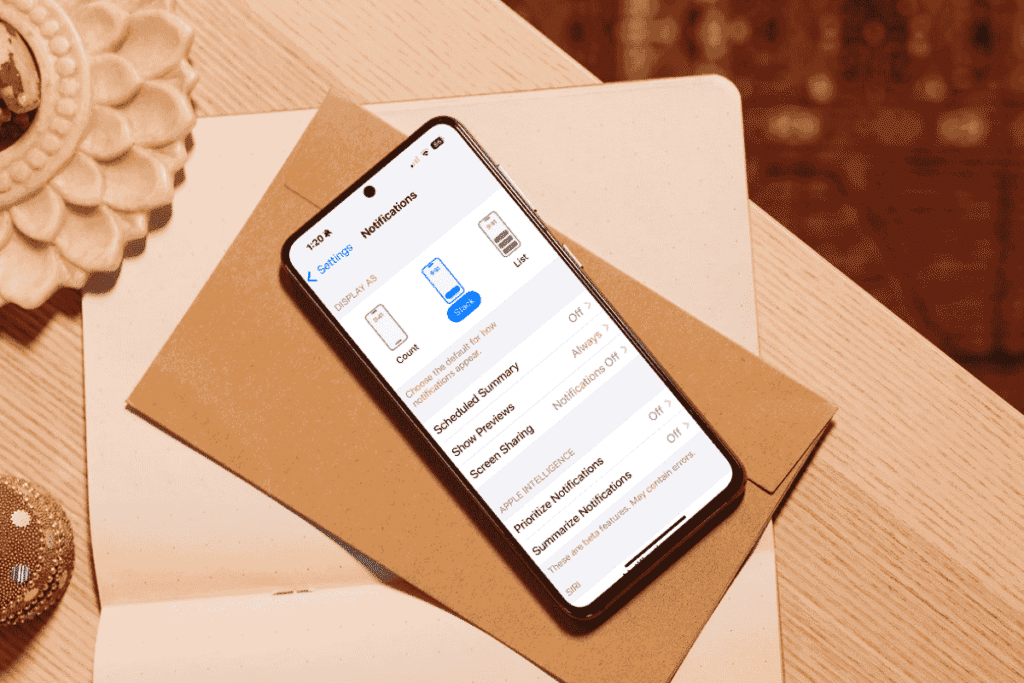 iPhone screen showing the settings for notifications.