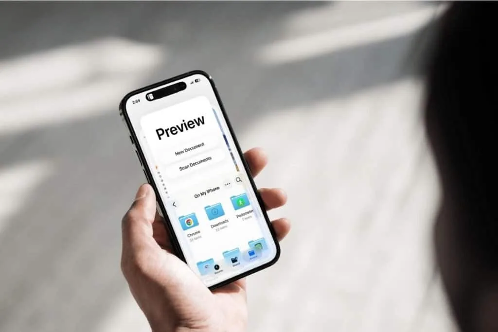 An iPhone screen showing the new Preview App iOS 26